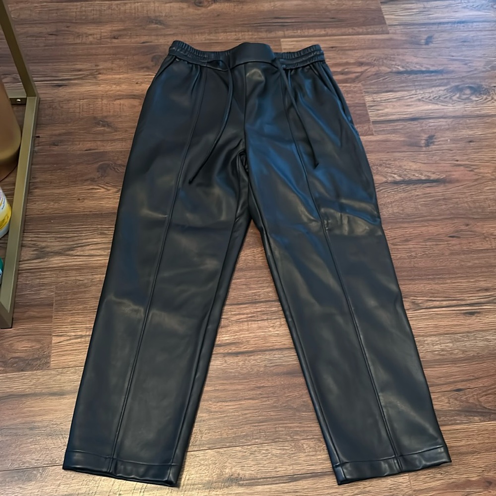 NWOT, Faux Leather Black Pants, Loft, straight leg, size medium